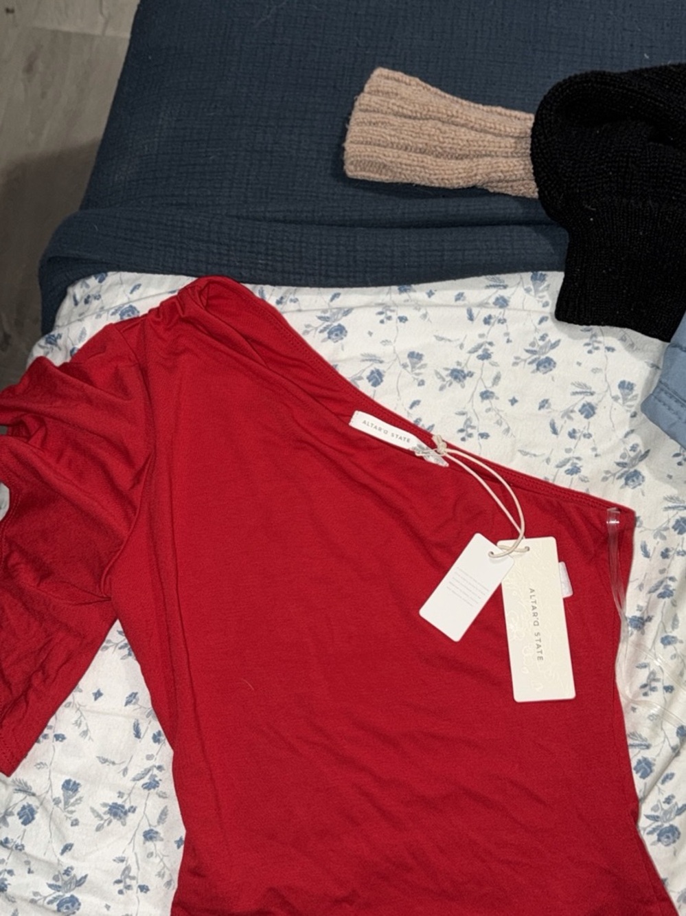 Altar'd State Red Scoop Neck Women's Top